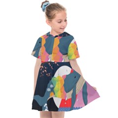 Whale Moon Ocean Digital Art Kids  Sailor Dress