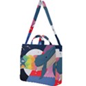 Whale Moon Ocean Digital Art Square Shoulder Tote Bag View1