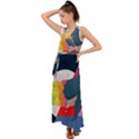 Whale Moon Ocean Digital Art V-Neck Chiffon Maxi Dress View1