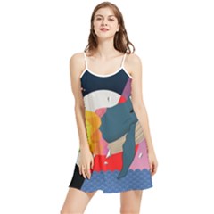 Whale Moon Ocean Digital Art Summer Frill Dress