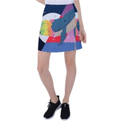 Whale Moon Ocean Digital Art Tennis Skirt by Jancukart