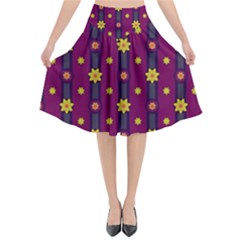 Background Graphic Decor Backdrop Flared Midi Skirt