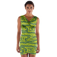 Abstract Background Graphic Wrap Front Bodycon Dress