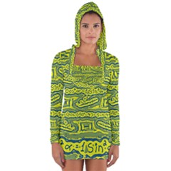 Abstract Background Graphic Long Sleeve Hooded T-shirt