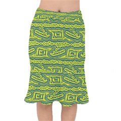 Abstract Background Graphic Short Mermaid Skirt