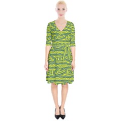 Abstract Background Graphic Wrap Up Cocktail Dress