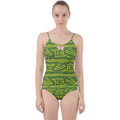 Abstract Background Graphic Cut Out Top Tankini Set