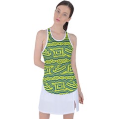 Abstract Background Graphic Racer Back Mesh Tank Top