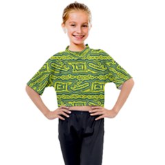 Abstract Background Graphic Kids Mock Neck Tee