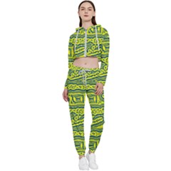 Abstract Background Graphic Cropped Zip Up Lounge Set