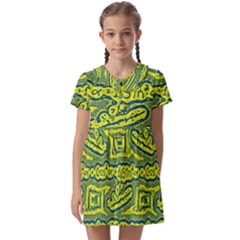 Abstract Background Graphic Kids  Asymmetric Collar Dress by Jancukart