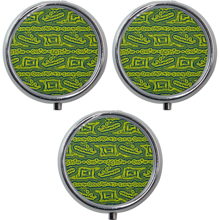 Abstract Background Graphic Mini Round Pill Box (Pack of 3)