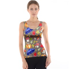 Autumn Seamless Background Leaves Tank Top