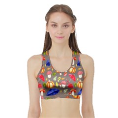 Autumn Seamless Background Leaves Sports Bra With Border