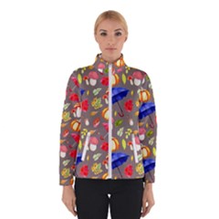 Autumn Seamless Background Leaves Women s Bomber Jacket