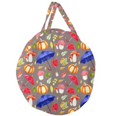 Autumn Seamless Background Leaves Giant Round Zipper Tote