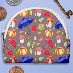 Autumn Seamless Background Leaves Horseshoe Style Canvas Pouch by Jancukart