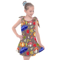 Autumn Seamless Background Leaves Kids  Tie Up Tunic Dress