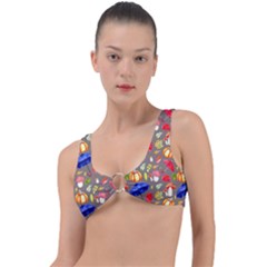 Autumn Seamless Background Leaves Ring Detail Bikini Top