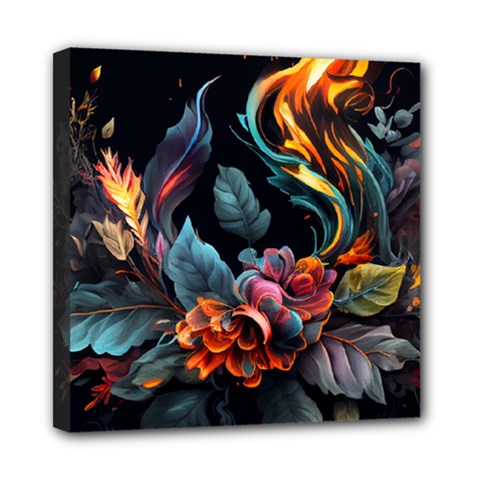 Flowers Flame Abstract Floral Mini Canvas 8  X 8  (stretched) by Jancukart