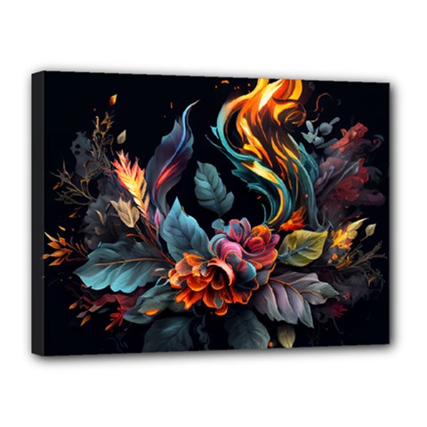 Flowers Flame Abstract Floral Canvas 16  X 12  (stretched)