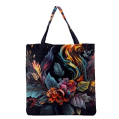 Flowers Flame Abstract Floral Grocery Tote Bag