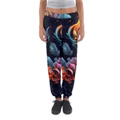 Flowers Flame Abstract Floral Women s Jogger Sweatpants