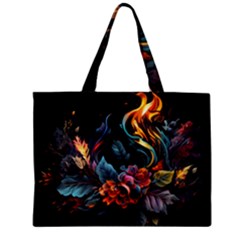 Flowers Flame Abstract Floral Zipper Mini Tote Bag