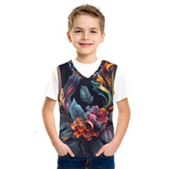 Flowers Flame Abstract Floral Kids  Basketball Tank Top