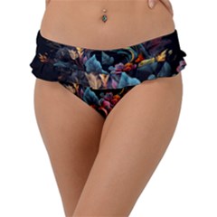 Flowers Flame Abstract Floral Frill Bikini Bottom