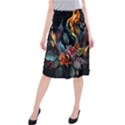 Flowers Flame Abstract Floral Midi Beach Skirt View1