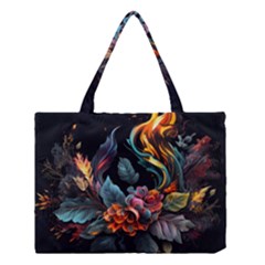 Flowers Flame Abstract Floral Medium Tote Bag