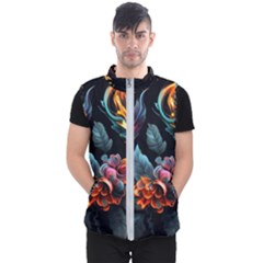 Flowers Flame Abstract Floral Men s Puffer Vest