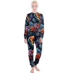 Flowers Flame Abstract Floral Women s Lounge Set by Jancukart