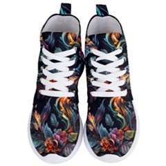 Flowers Flame Abstract Floral Women s Lightweight High Top Sneakers