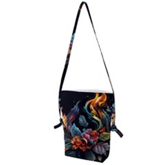 Flowers Flame Abstract Floral Folding Shoulder Bag