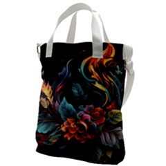 Flowers Flame Abstract Floral Canvas Messenger Bag