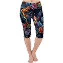 Flowers Flame Abstract Floral Lightweight Velour Cropped Yoga Leggings View1