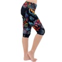 Flowers Flame Abstract Floral Lightweight Velour Cropped Yoga Leggings View3