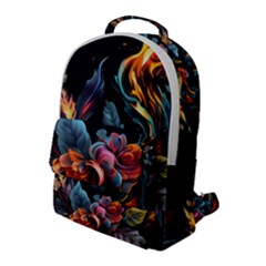 Flowers Flame Abstract Floral Flap Pocket Backpack (large)