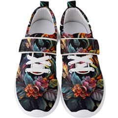 Flowers Flame Abstract Floral Men s Velcro Strap Shoes