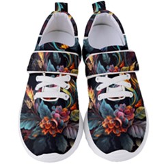 Flowers Flame Abstract Floral Women s Velcro Strap Shoes