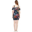 Flowers Flame Abstract Floral Shoulder Frill Bodycon Summer Dress View2