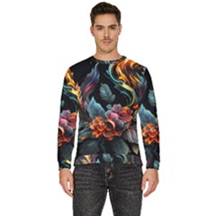 Flowers Flame Abstract Floral Men s Fleece Sweatshirt