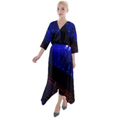 Mixer Console Audio Mixer Studio Quarter Sleeve Wrap Front Maxi Dress