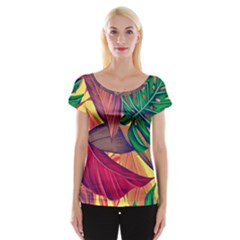 Monstera Tropical Design Beach Cap Sleeve Top