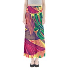 Monstera Tropical Design Beach Full Length Maxi Skirt