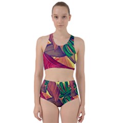 Monstera Tropical Design Beach Racer Back Bikini Set