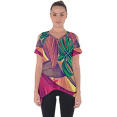 Monstera Tropical Design Beach Cut Out Side Drop Tee