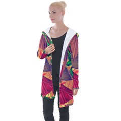 Monstera Tropical Design Beach Longline Hooded Cardigan